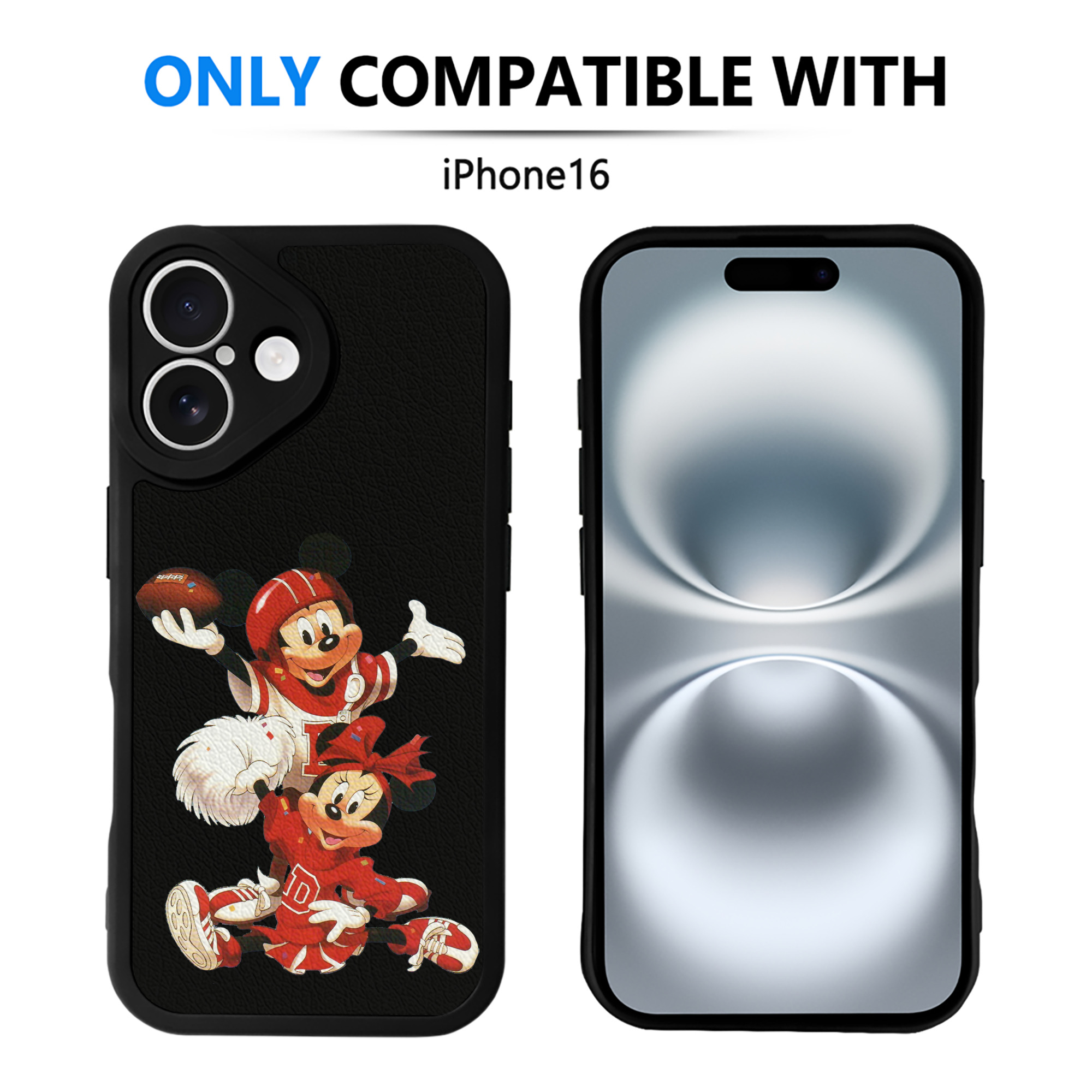 （画像用） ミッキーマウス Mickey Mouse 【iPhone 16シリーズ対応】シリコンスマホケース（レザー調） 材質：シリコン